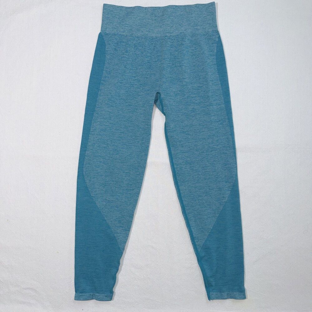 Victoria's Secret Pink Leggings Women Large Aqua Blue High Waisted Athletic Wear